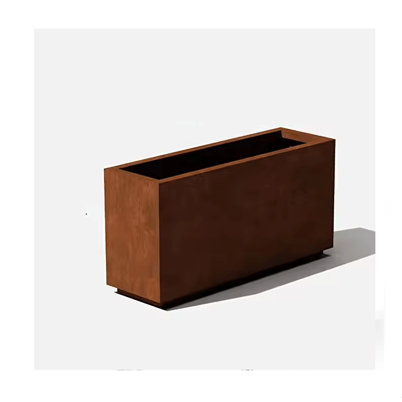 Jardineira Metálica Retangular Corten - 120cm em Aço Corten para Jardim e Paisagismo (30x120x40cm)