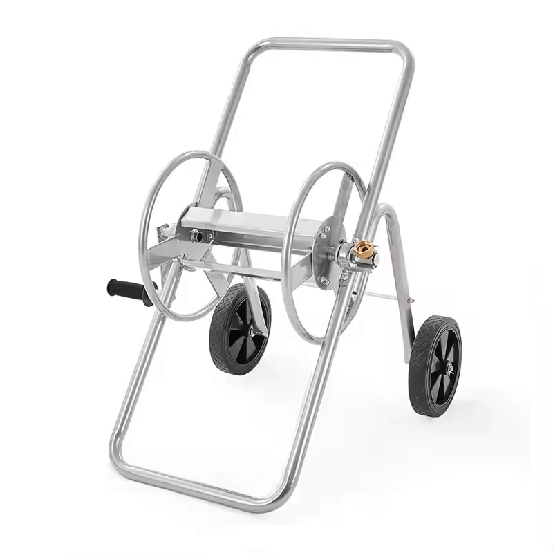 Carrinho Enrolador de Mangueira Metálico com Rodas para Jardim (40x40x50cm)