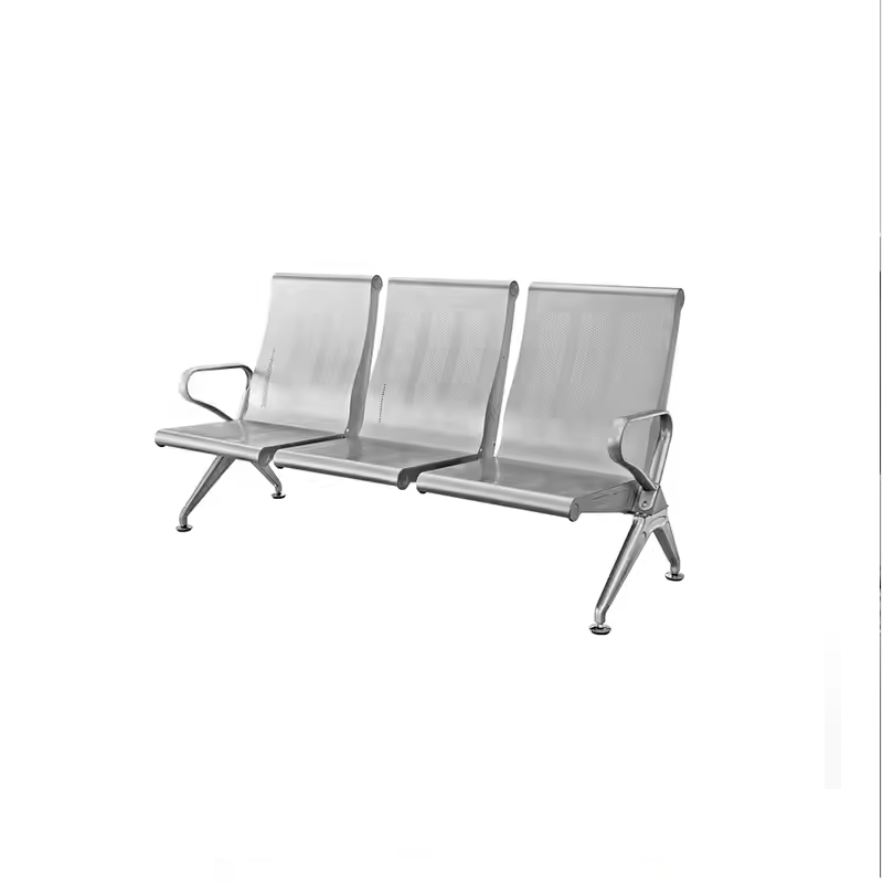 Banco de Espera Inox com 3 Lugares hospitalar (Longarina de Recepção) (62x160x80cm)