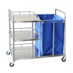 Carrinho Hospitalar 3 Planos Inox com Saco Coletor 90x60x100cm