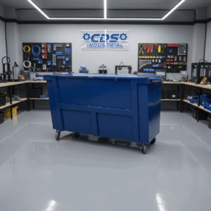 Contêiner Metálico para Lixo 1200L com Tampa e Porta Frontal