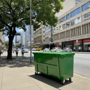 Contêiner Metálico para Lixo 1200L com Rodas Industriais Giratórias