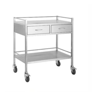 Carrinho Inox 2 Bandejas com Varanda e 2 Gavetas 70x45x90cm