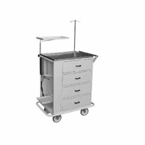 Carro de Emergência Hospitalar Inox com Gavetas e Suportes 70x50x100cm