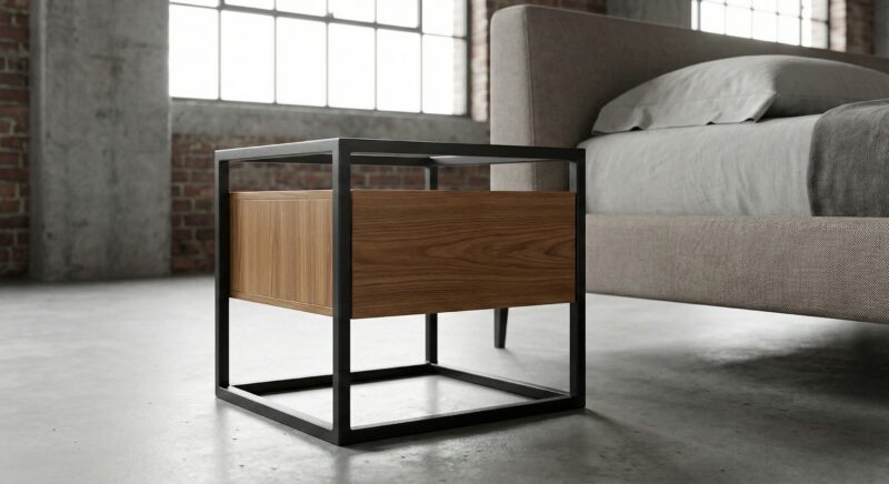 Aparador Hall de Entrada Industrial Slim – Freijó e Aço