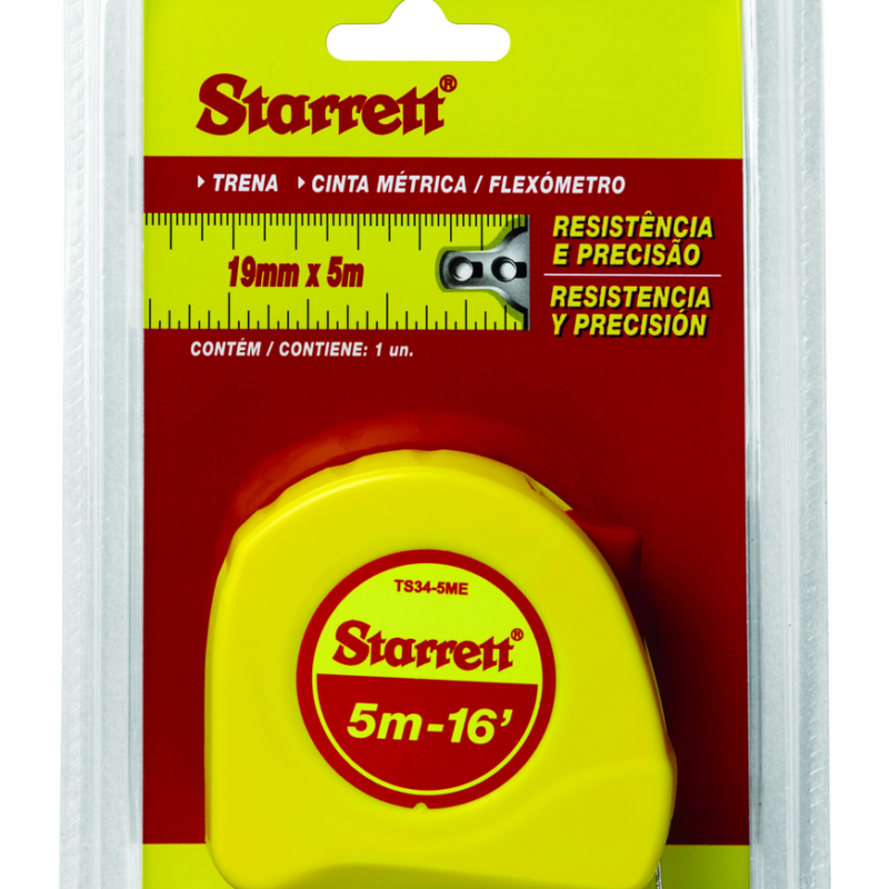 Trena 05mt Aço 16 Mm Comblister Starrett (KTS34-5ME-S)