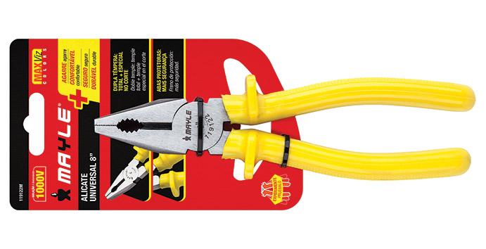 Alicate Universal 8" Isolada 1000 V Aço Carbono Mayle (119122M)
