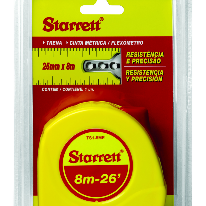 Trena 08mt Aço 26 Mm Comblister Starrett (KTS1-8ME-S)