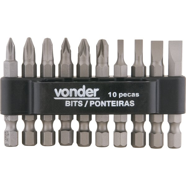 Jogo Bits Enc Sext 1/4" 10pc Cromo-vanádio Vonder (3538100000)