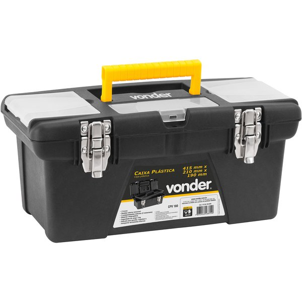 Caixa Paraferramentas Plast 16,3" 2 Travas Vonder (6105160000)