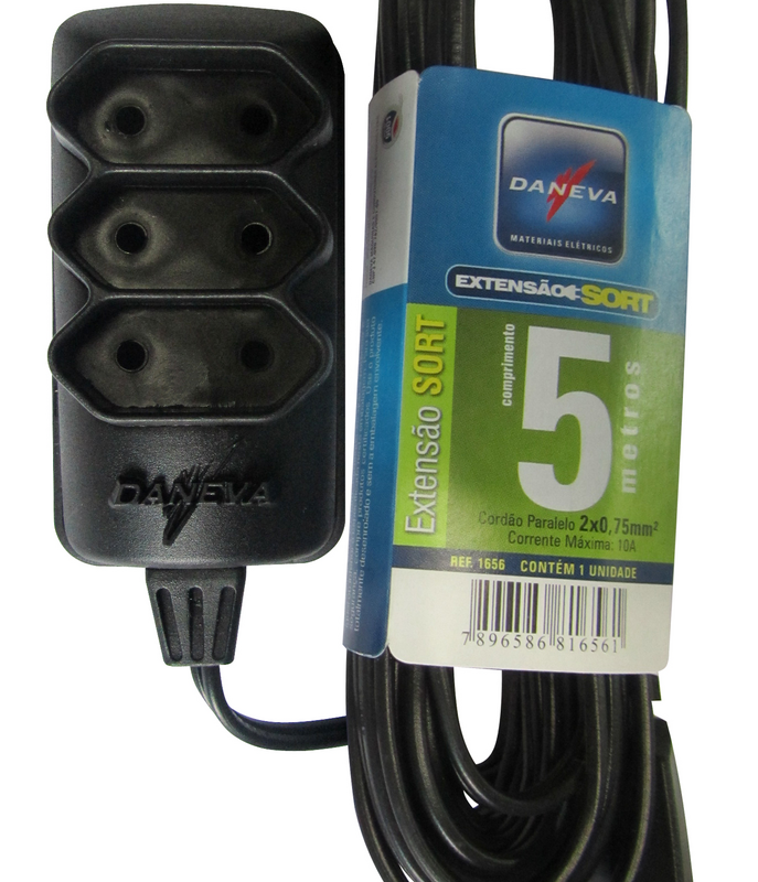 Extensao Pl 2p 2x0,75 5m Pt (DN1656)