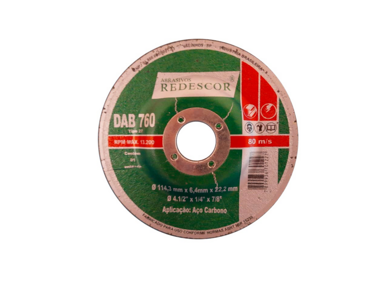 Disco de Desbaste 4.1/2×3/16×7/8″ Metal Redescor (394/75/1353/)