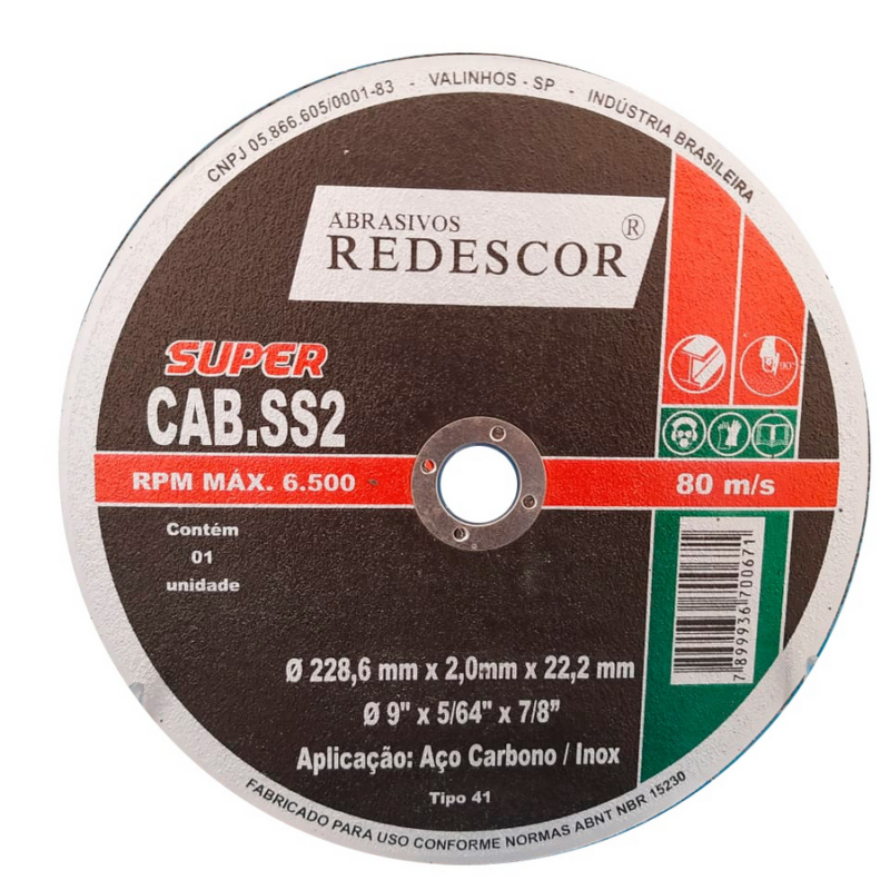 Disco de Corte 9x5/64x7/8" Inox Redescor (747/2092)