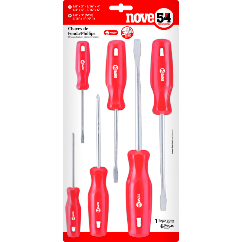 Jogo Chaves Fenda/phillips 06pc Nove54 (3072906000)