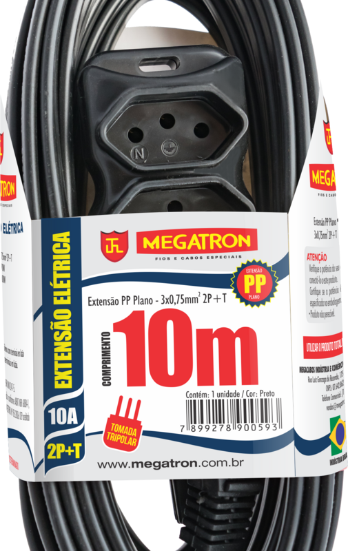 Extensao Pp Chato 2p+t 10m Pt (59/011403S1000PT)