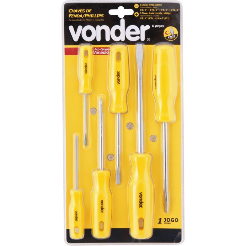 Jogo Chaves Fenda/phillips 06pc Cromo-vanádio Vonder (3072206000)