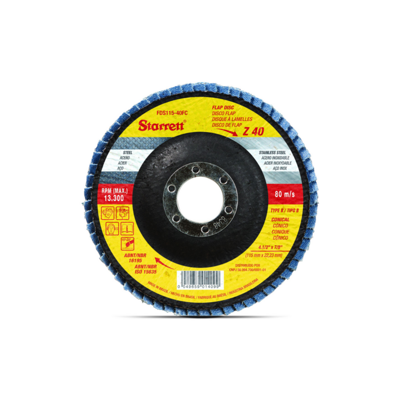 Disco Flap Reto 4.1/2" G120 Zirconio Starrett (FDS115-120FC)