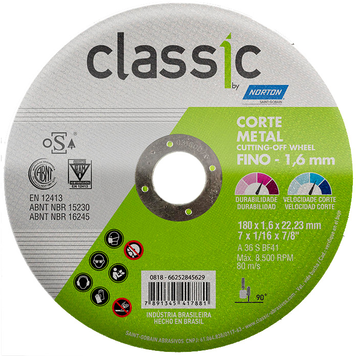 Disco de Corte 7x1/16x7/8" Metal Norton (66252845629)