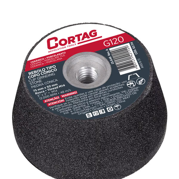 Rebolo Tipo Copo Conico 100 Mm M14 G080 Cortag (61749)