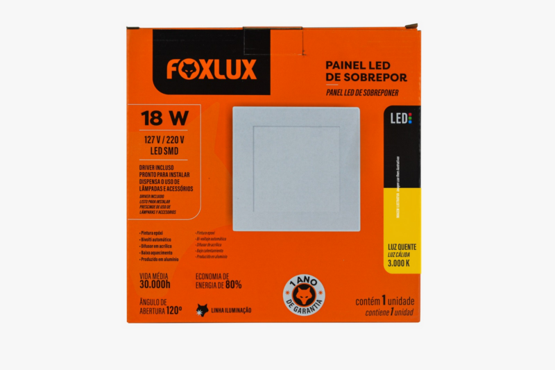 Painel LED Sob Quad 22,5 Cm 18 W 3k Bv (LED90.70)