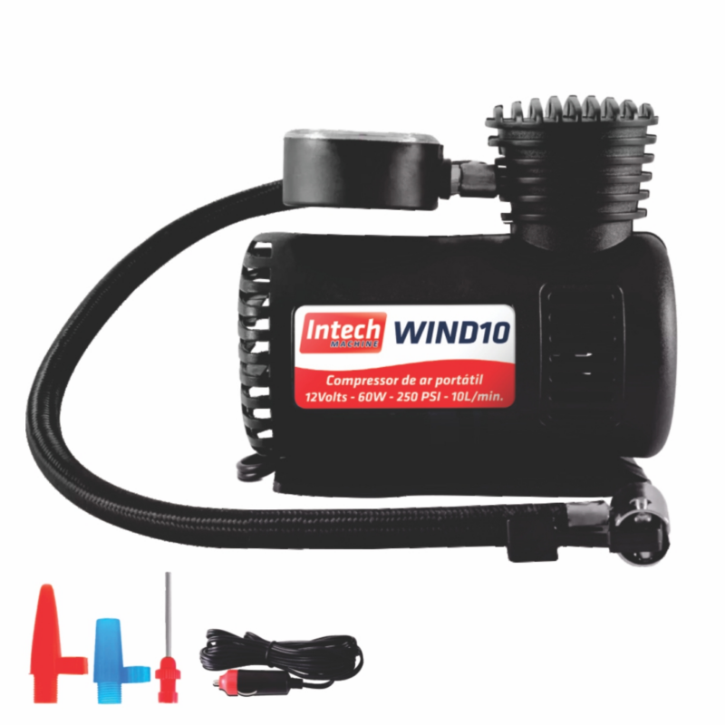 Compressor Ar Portatil 12 V 60 W Wind10 Intech Machine
