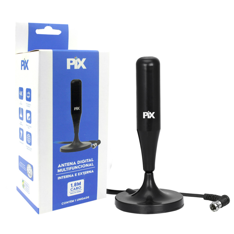 Antena Digital Int Portatil 5db 1,8mt PIX (008-9506)