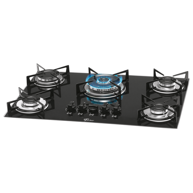 Fogao Cooktop 5b T.chama Vidro Pt Fit (1743-5733)