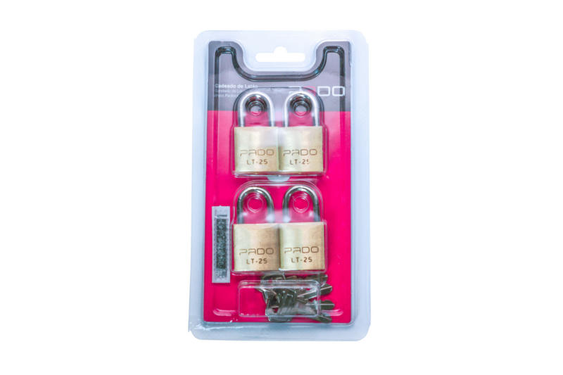 Cadeado Latao 25 Mm 4 Chaves Blist Pado (51003001)
