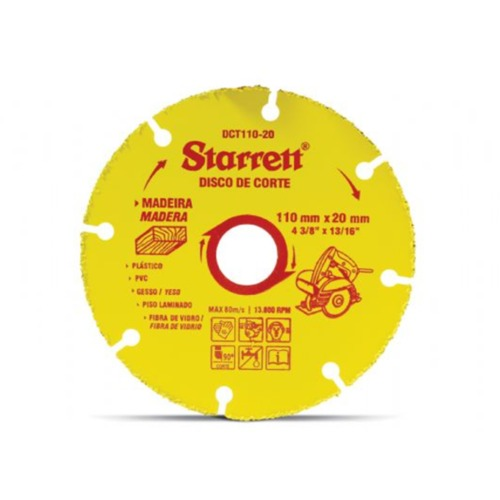Disco de Corte 110 Mm Tungstenio Starrett (DCT110-20)