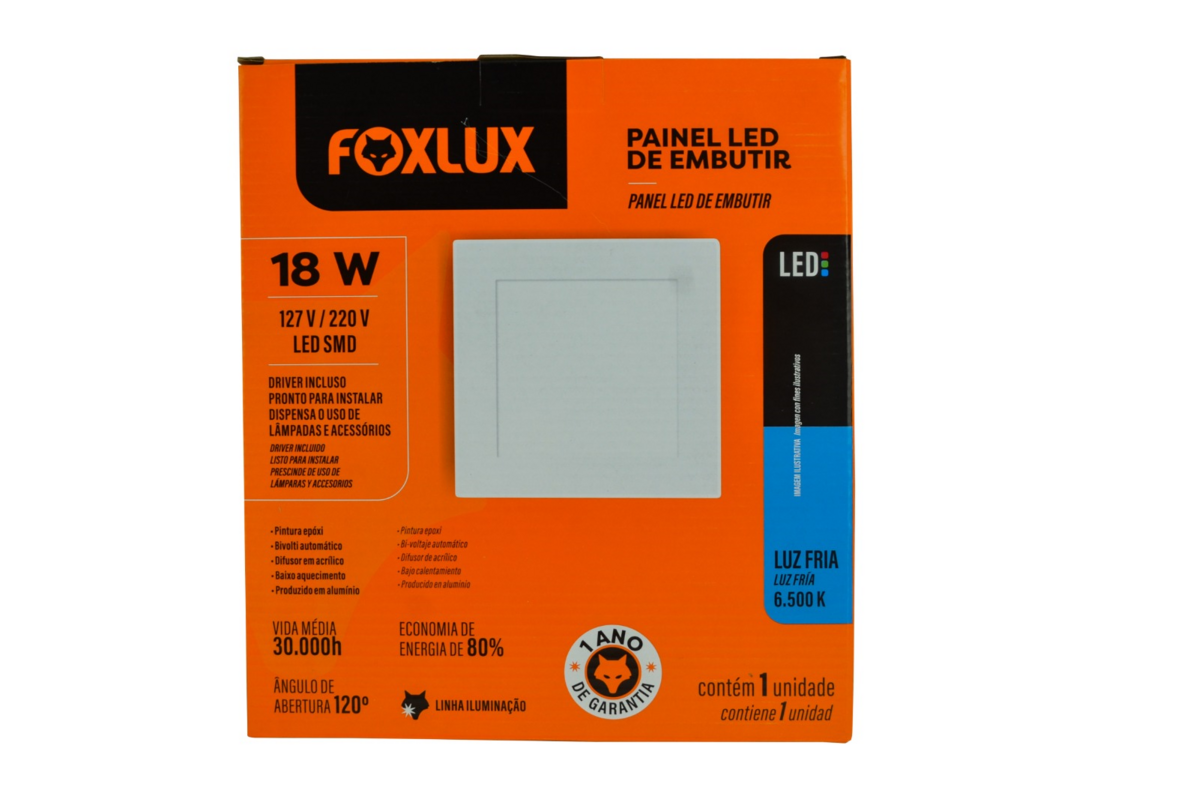 Painel LED Emb Quad 22,5 Cm 18 W 6,5k Bv (LED90.48)
