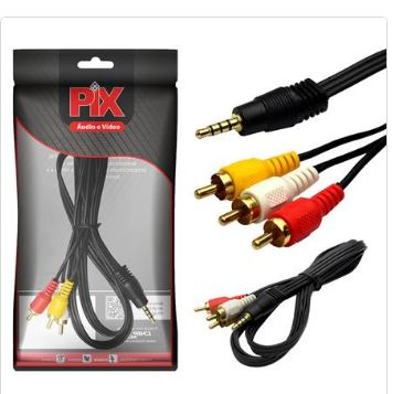 Cabo Audio P3 X 3rca 1,3mt Estereo (018-0027)