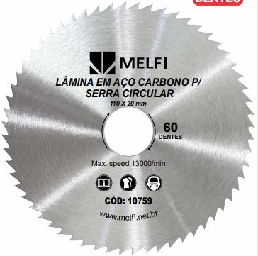 Serra Circ de Aço Carb 110 mm(4.3/8") 60d Melfi (10759)