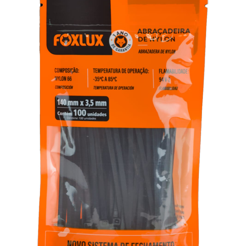 Abracadeira Nylon Preto 140x3,5 Mm 100un (18.14)