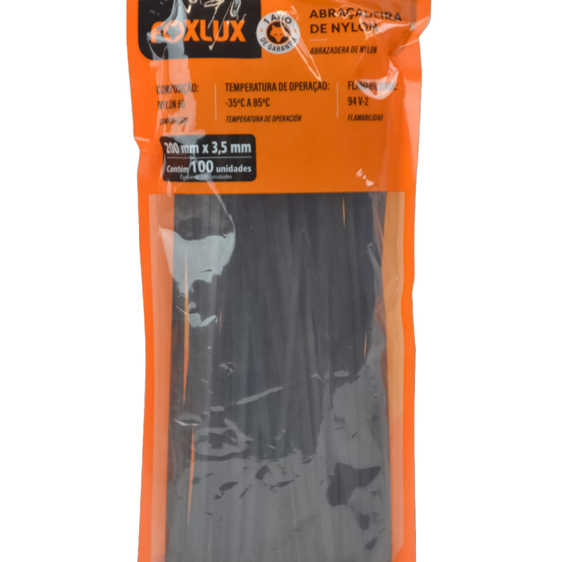 Abracadeira Nylon Preto 200x3,5 Mm 100un (18.15)