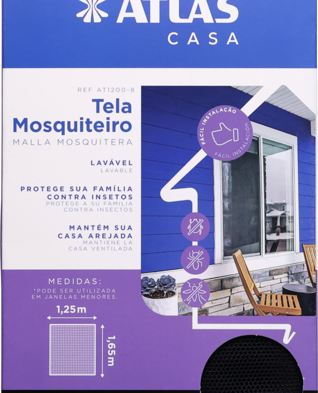 Tela Mosquiteiro 1,25x1,65mt Preto (AT1200-8)