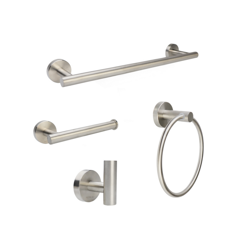 Kit Parabanheiro Inox Escovado 4pc Luxo (056-1173)