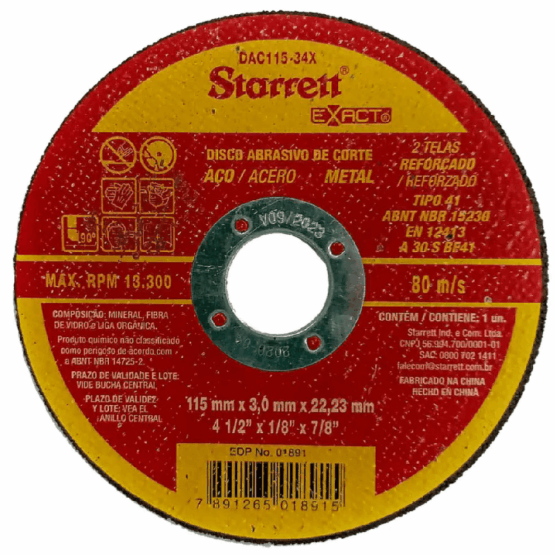 Disco de Corte 14x1/8x1" Metal Policorte Starrett (DAC355-35)
