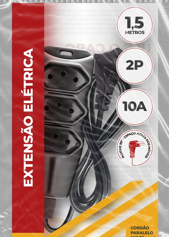 Extensao Pl 2p 90 2x0,75 1,5m Pt (173)