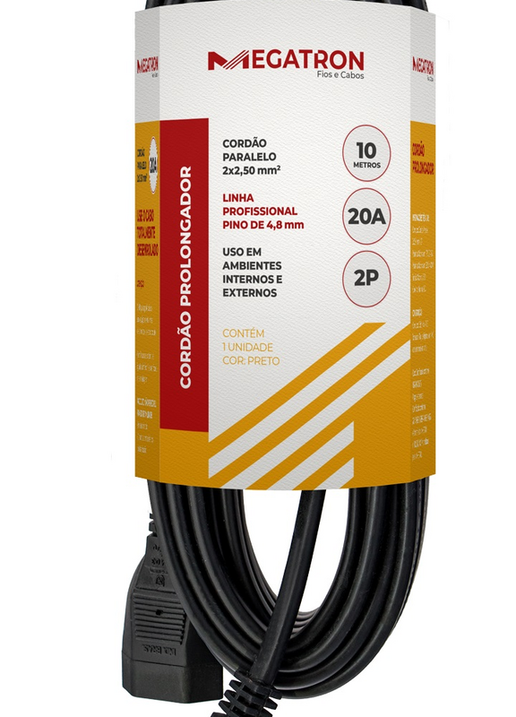 Cordao Prolong Pp 2x2,5 Mm 10mt Pt (412)