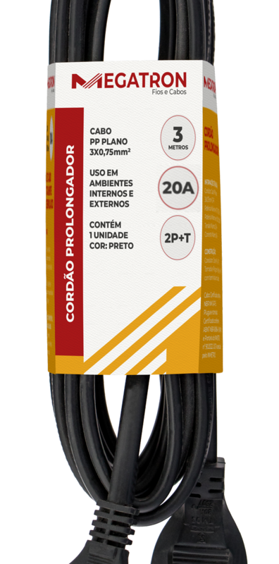 Cordao Prolong Pp 3x2,5 Mm 3mt Pt (413)