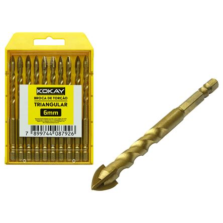 Broca Torcao Fura Tudo Triang Aço 6,0 Mm Kokay (056-0090)