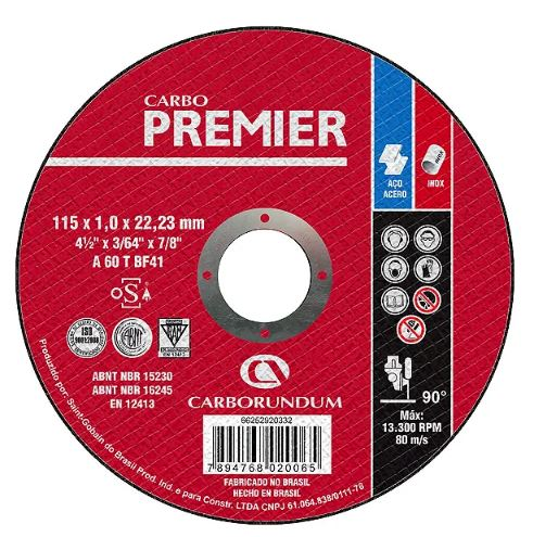 Disco de Corte 4.1/2x1/25x7/8" Inox Gol Carborundum (66253371672)