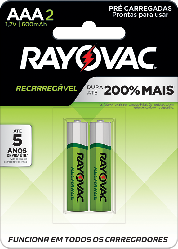 PILHA RECARREGAVEL AAA PALITO C/2PC
