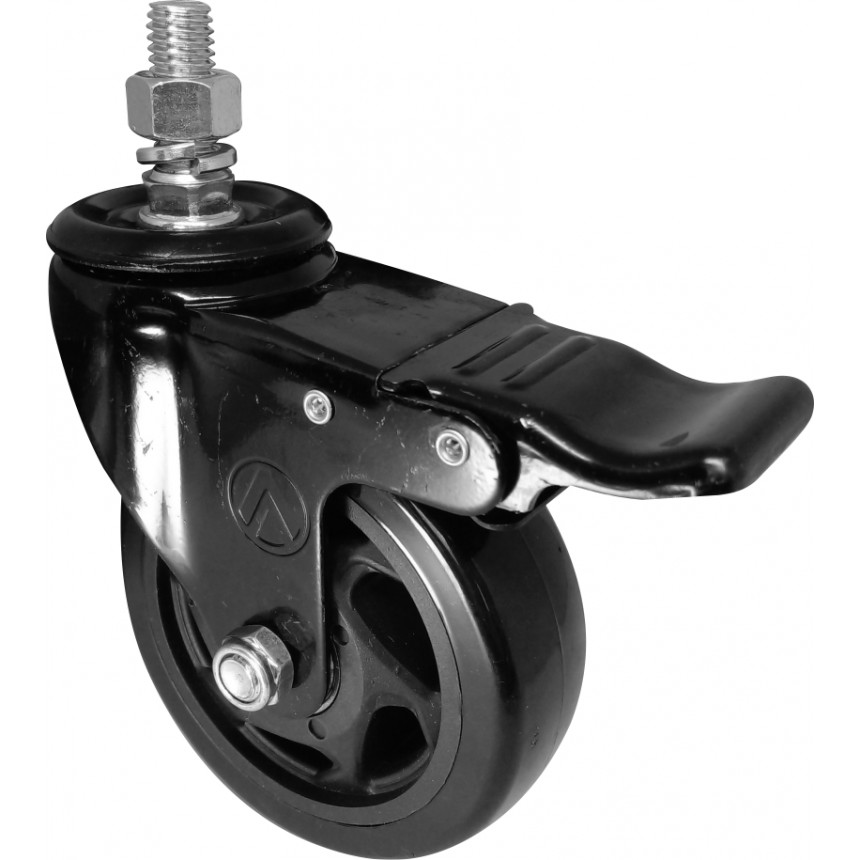 RODIZIO GIRAT 4" PVC PRETO C/PAR C/FREIO