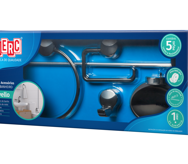 KIT P/BANHEIRO ABS PT/CR 5PC LAVELLO