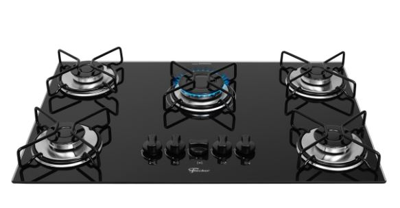 FOGAO COOKTOP 5B.AUT.VIDRO  PT FIT LINE