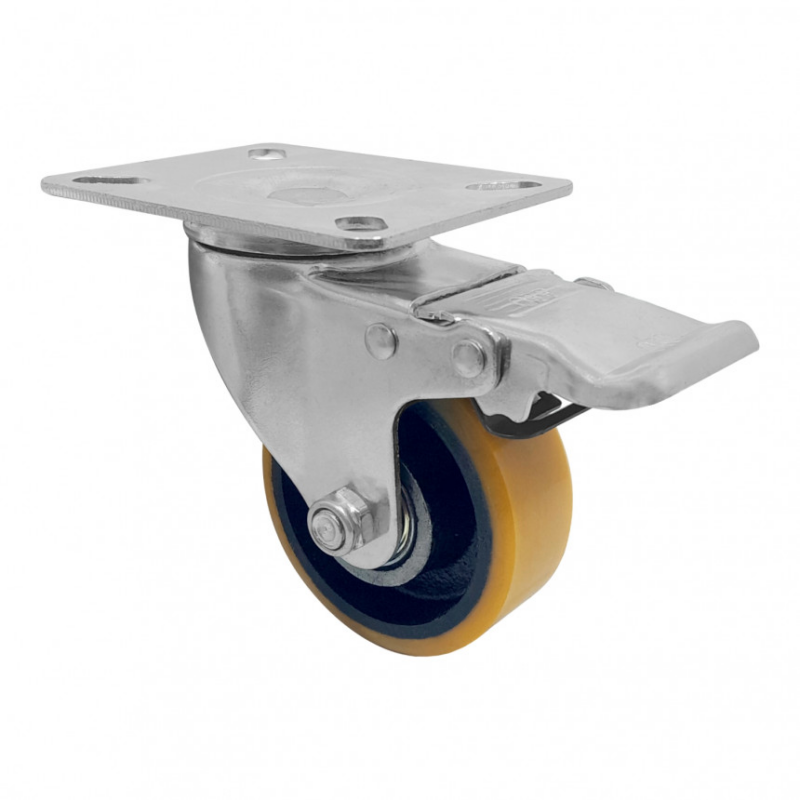 RODIZIO GIRAT 3″ PU REF LARANJ C/FREIO