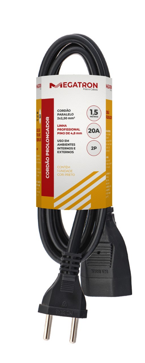 CORDAO PROLONG PP 2X2,5MM 5MT PT